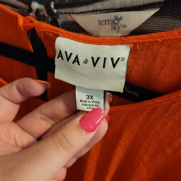 Ava & Viv Bright Orange Lightweight Flowy Dolman Peplum Top Blouse - Picture 5 of 6